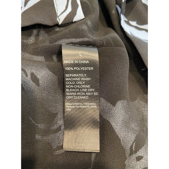 NWT Chico's Black Label Dress Sheath Black Blue Ruffle Size Large L New - Picture 5 of 5